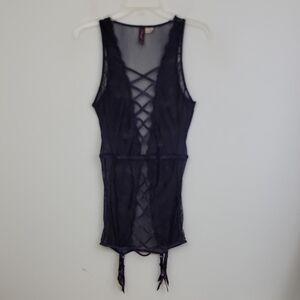 Dreamgirl Purple Sheer Lace Garter Lingerie S